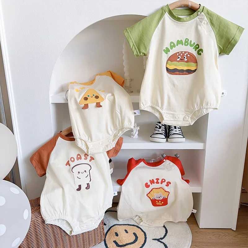 Summer Cute Cartoon Baby Triangle jumpsuit Thin Style Newborn Boys and Girls Snap Button Soft Breathable Short Sleeve Dress W240812