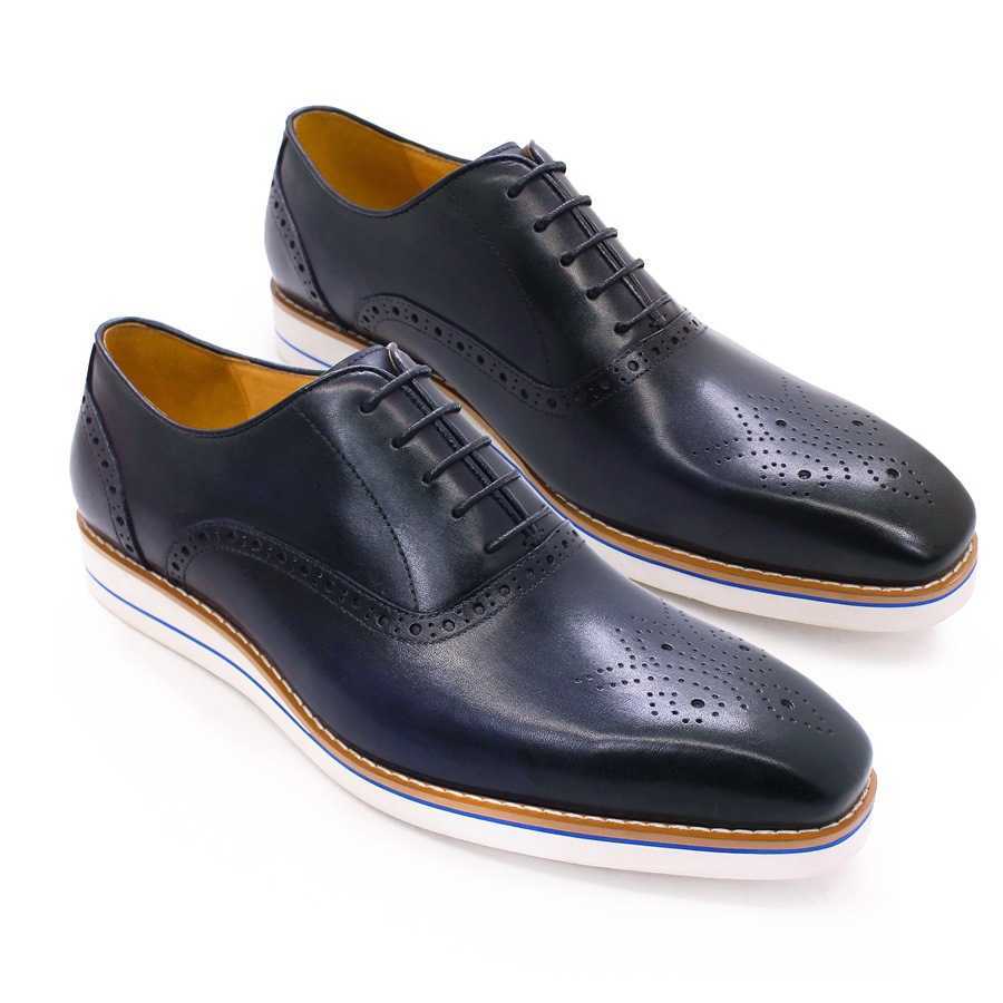 CMM Mens Leather Shoes Leather and Cowhide Casual Shoes Mens Flat Bottomed Comfortable Handmade Shoes Office Banquet Business Leather Shoes Mens Shoes