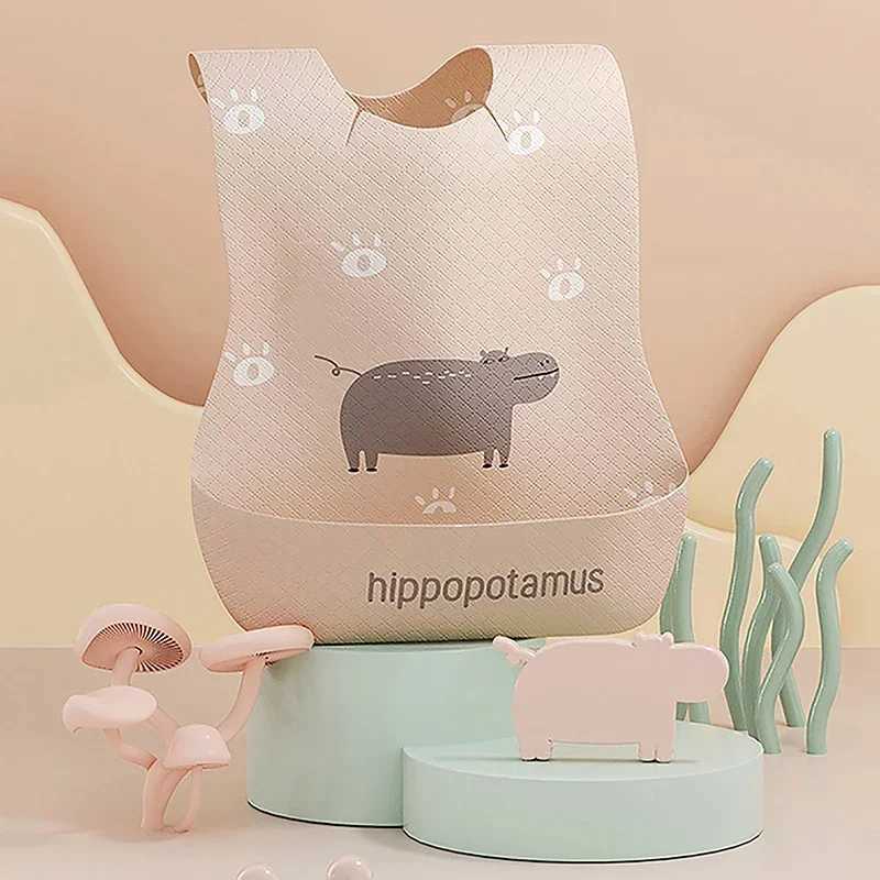 Bibs Burp Cloths Waterproof Soft Silicone Baby Bib Cute Cartoon Print Adjustable Baby Bib Lunch Feeding Tools for Girls and Boys ChildrenL4812