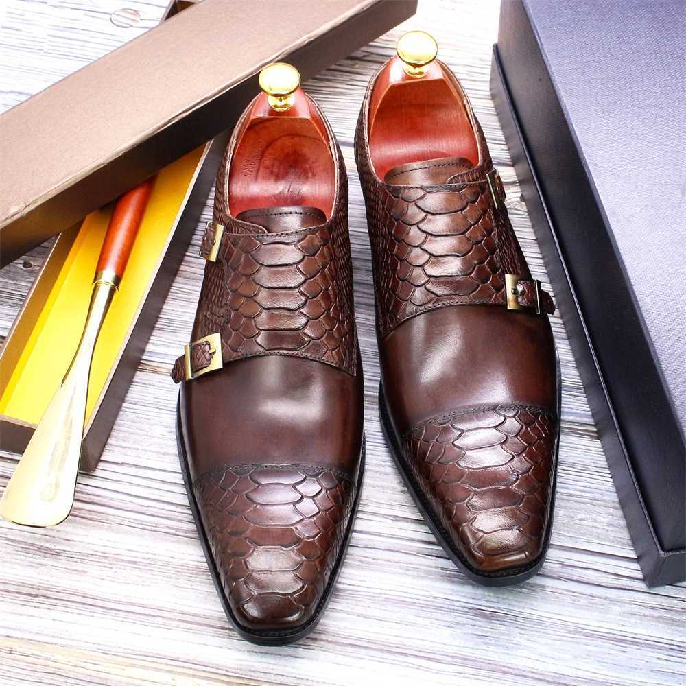 CMM Leather Shoes Mens New Business Casual Leather Shoes Leather Double Button Cover Shoes Mens Shoes