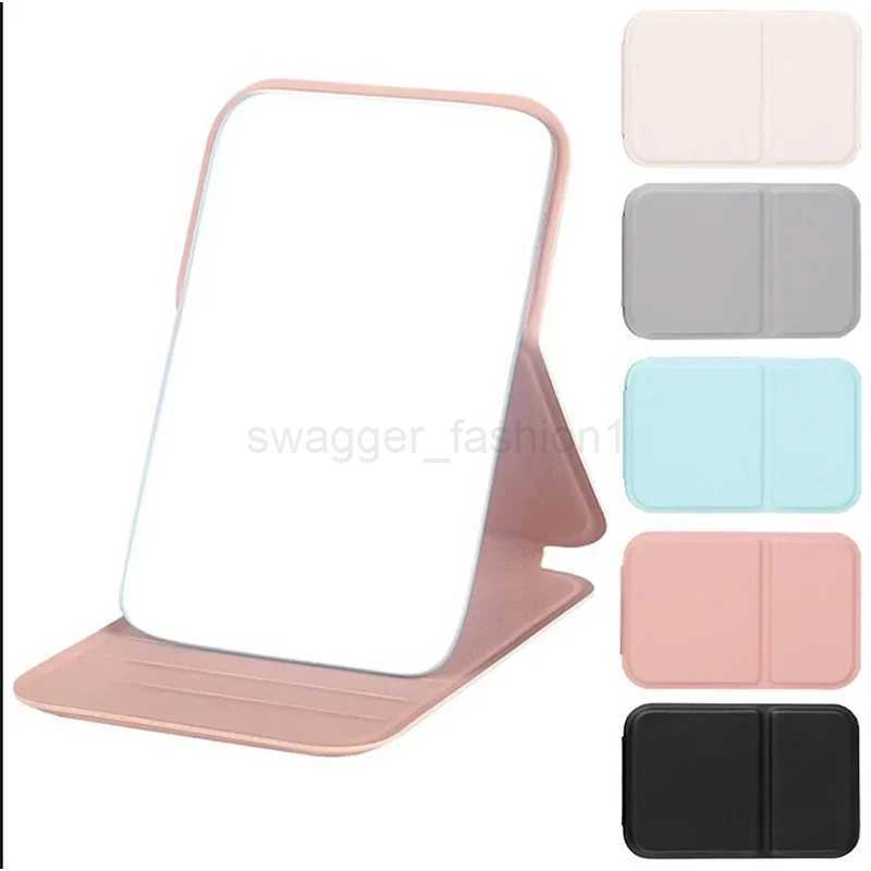 Woman MINI Folding Makeup Mirror High-quality Portable Pocket Makeup Mirror Single-side Creative Women Solid Color Handle DeskXJ240813