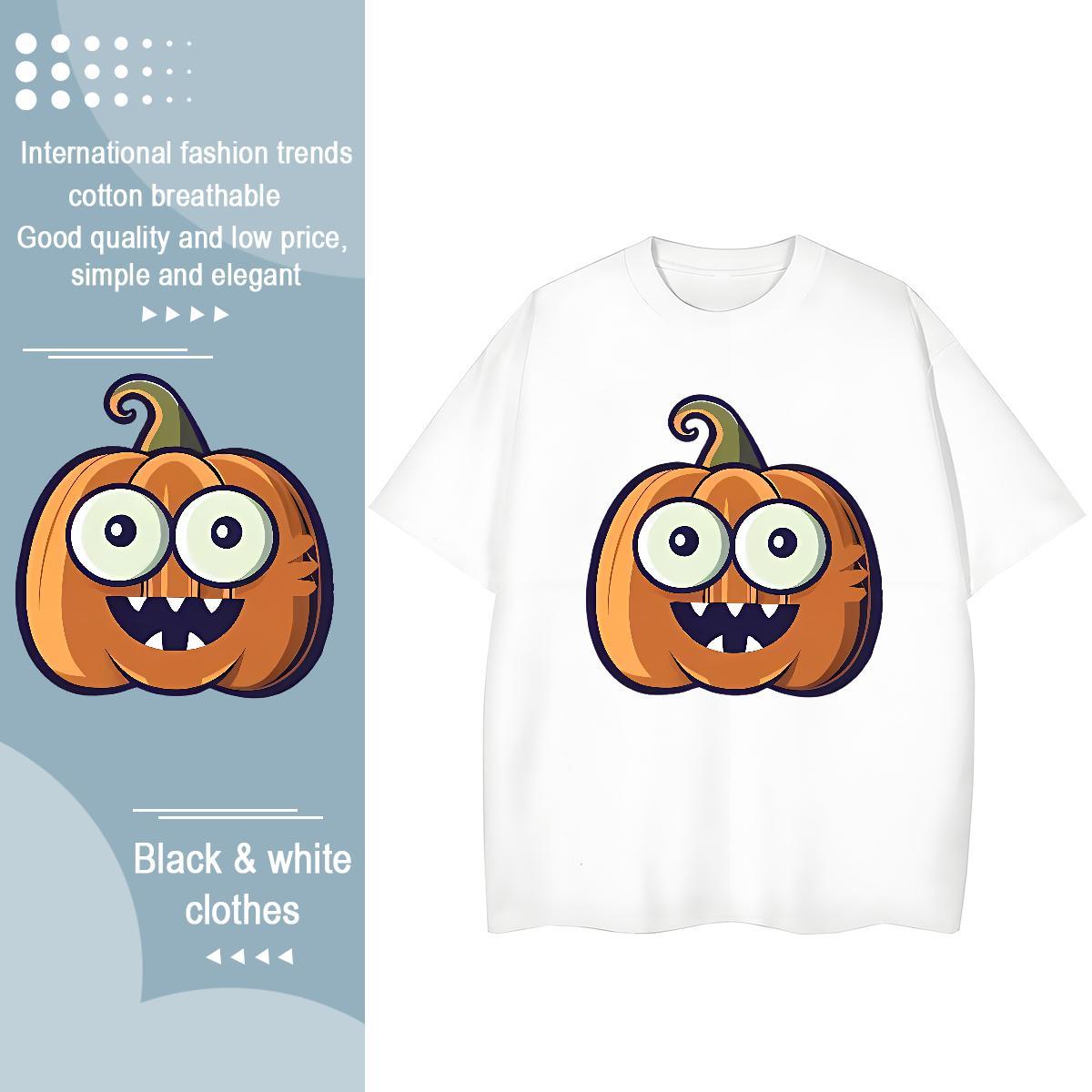 2024 DIY Tshirt for Man Woman pumpkin Summer Casual 100% Cotton 230g Polos Crew Neck TOP Quality Men T Shirts Graphic