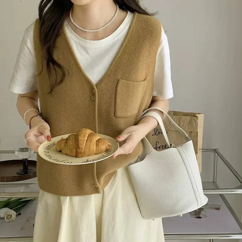 Kpop preppy style Sweater Vest cardigan knitted chaleco mujer women Sleeveless Jumper Tops knitwears outwears womens clothing 240812