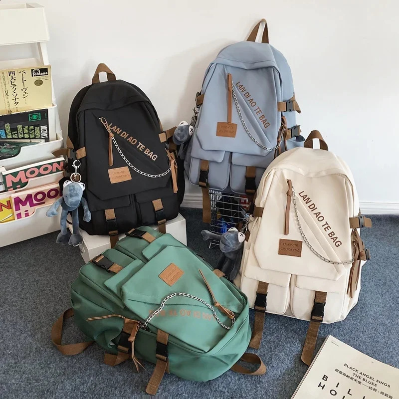 Large fashion mens backpack waterproof nylon Rucksack suitable for teenagers Kawaii womens cool lover travel shoulder Mochila 240813