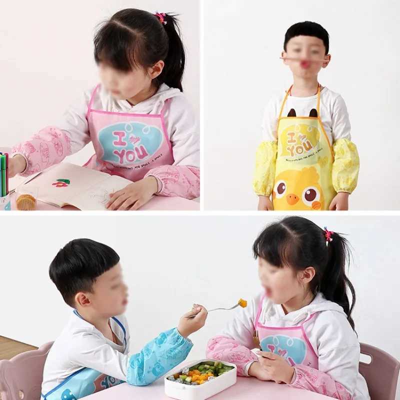 Bibs Burp Cloths New Baby Boys Girls Feeding Bibs Long Sleeve Apron Waterproof for Kids School Painting Drawing Children DIY Art Scraft SmockL4812
