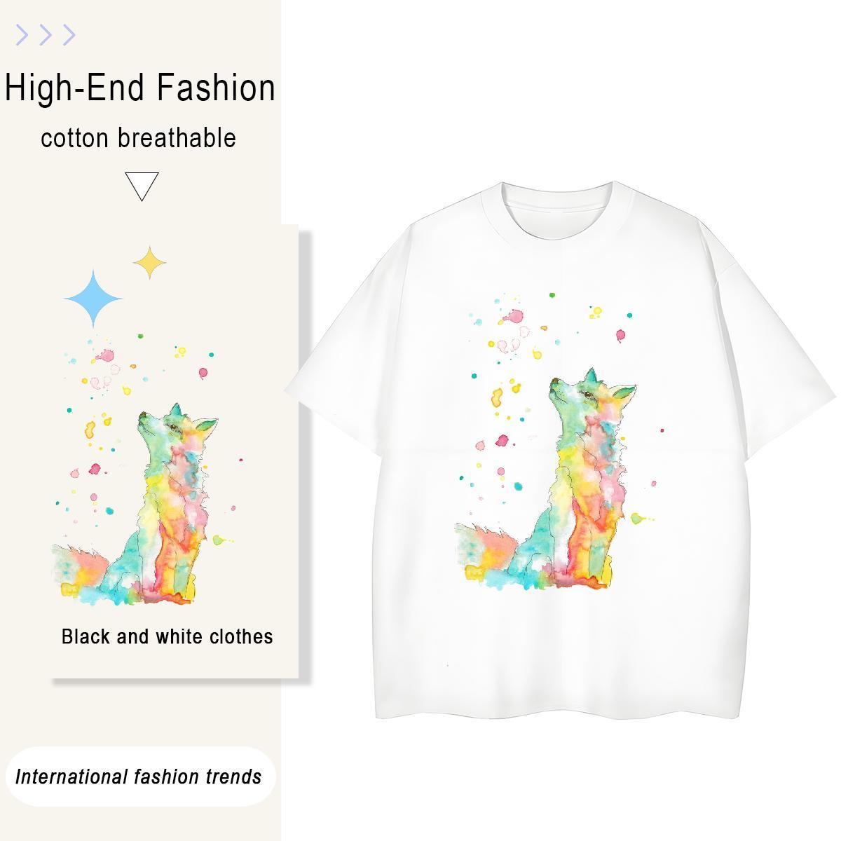 Soft Men Tshirts Beach 230g Cotton Customized Crew Neck Breathable wolf Men T Shirts Brand Clothes