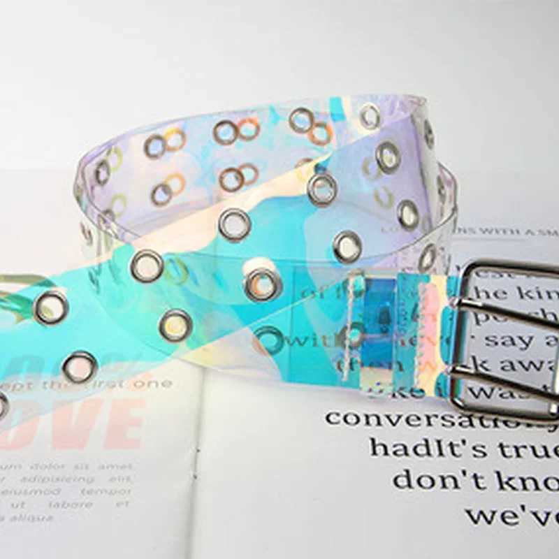 2024 Double Row PVC Transparent Strap Womens Fashion Pin Buckle Womens White Belt Trouser Transparent Strap Womens Jeans Strap W240807