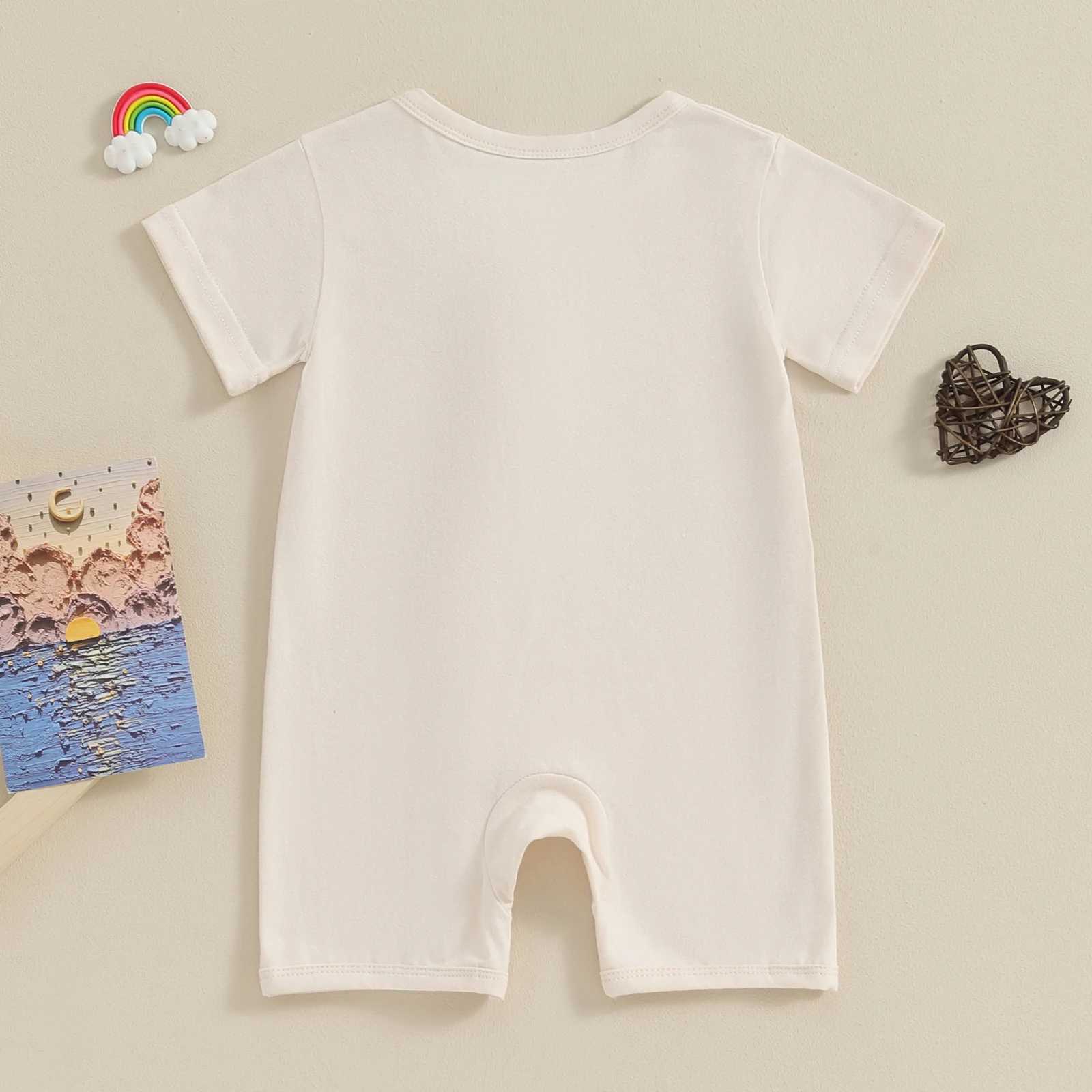 Pudcoco newborn baby girl boy summer jumpsuit casual short sleeved round neck zipper jumpsuit baby clothing 0-24M W240812