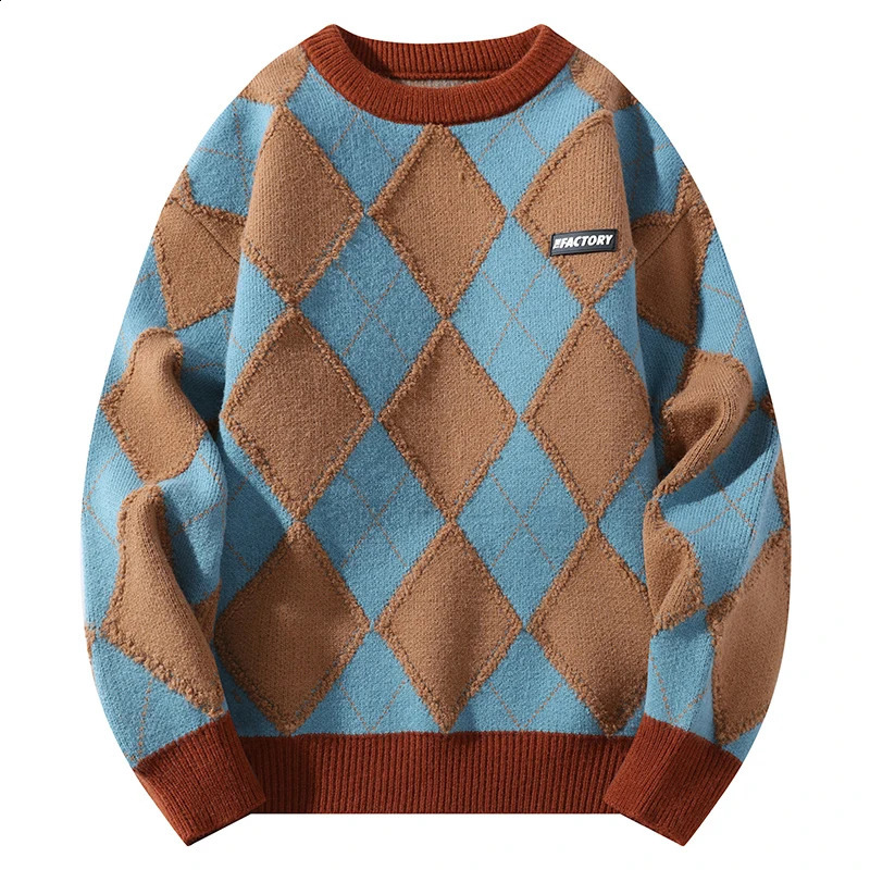 2024 AutumnWinter Fashion Trend Printed Thick Warm Sweater Mens Casual Loose Comfortable High Quality Plus-Size Sweater 240812