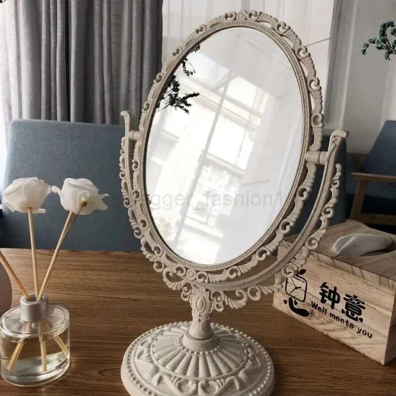 Vintage Makeup Mirror Double Sided Rotation Minimalist Cute Princess Dormitory Bedroom Mirror European Desktop Makeup MirrorXJ240813