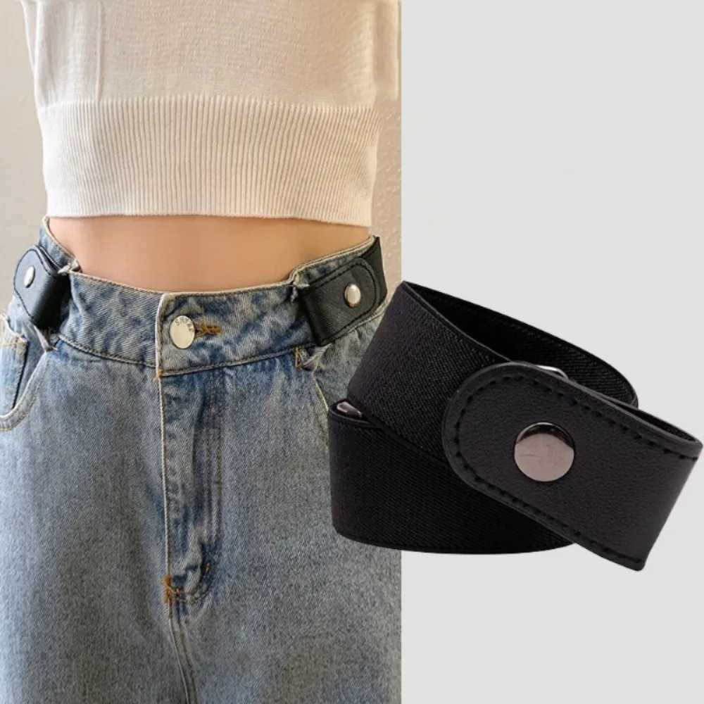 Lazy traceless stamped straps womens summer decorative jeans trendy womens waist belts elastic invisible straps W240807