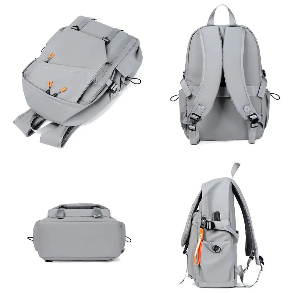 Oxford cloth mens backpack large capacity multilayer travel laptop with USB charging waterproof student 240813