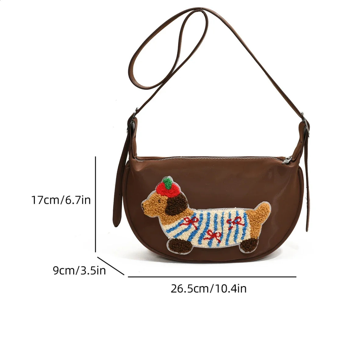 Dumpling Crossbody Bag For Women Cute Woolen Dog Cartoon Handbag 2024 Trend Korean Style Leisure Shoulder Messenger 240812