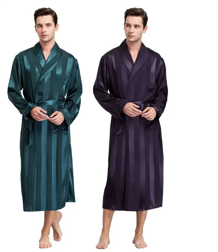 Mens Silk Satin Pajamas Sleepwear Robe Robes Bathrobe Nightgown S~3XL__For XMAS Gifts 240812