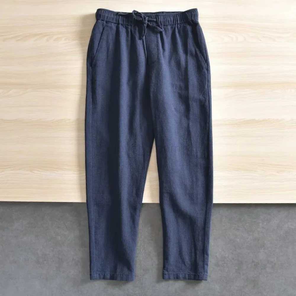 Mens Casual Pants Baggy Streetwear Men Joggers Cotton Linen Sports Trousers Long Straight Pants for MenXJ240813