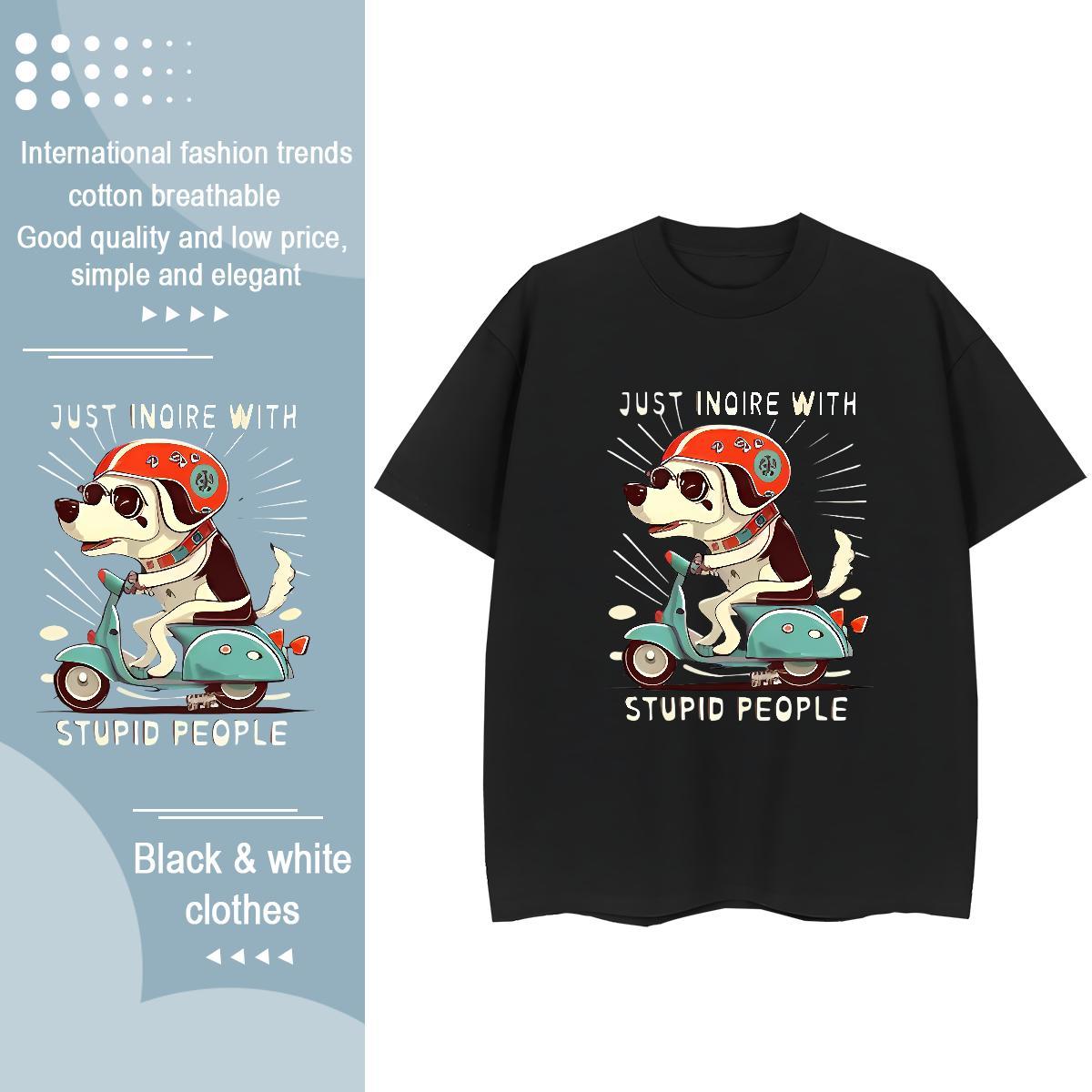 Loose T Shirt For Man dog Breathable Short Sleeve Hip Hop Street DIY Printed 100% Cotton 230g Couples T Shirts New Designer Clothings