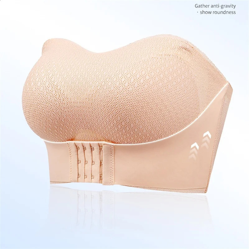 Sexy Push Up Bra Front Closure Strapless Underwear for Women Plus Size Invisible Brassiere Wireless Breathable Female Lingerie 240812
