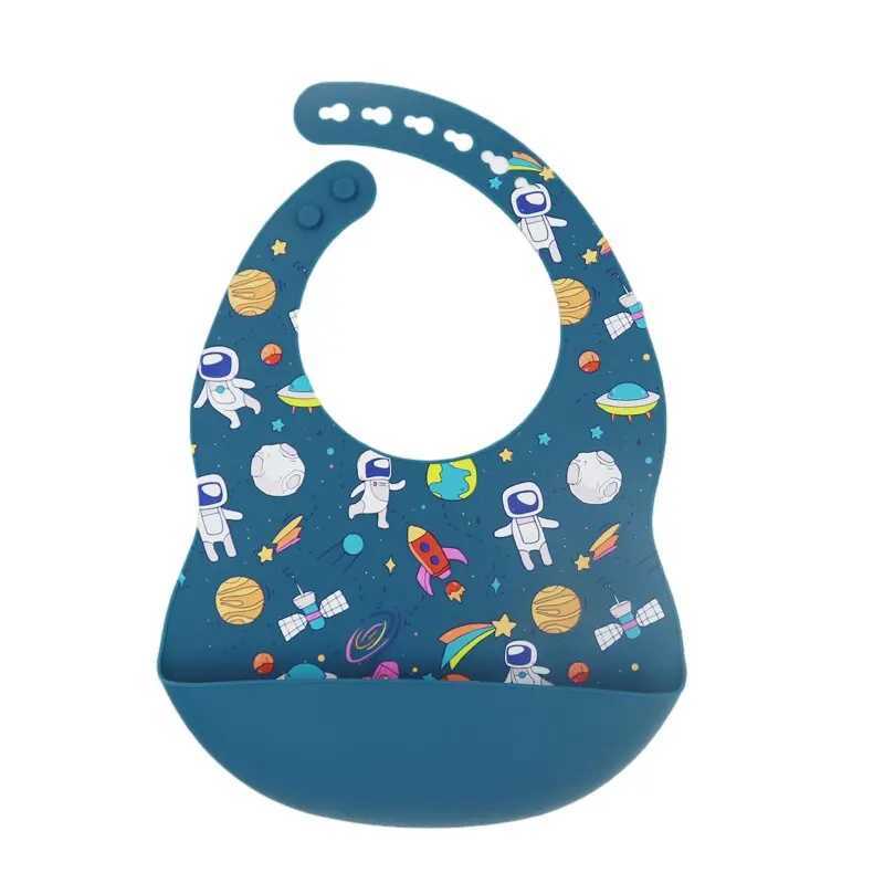Bibs Burp Cloths New Arrival silicone baby bibs silicon printing newborn bib feeding burp cloth avocado zoo tractor printing tablewareL4812