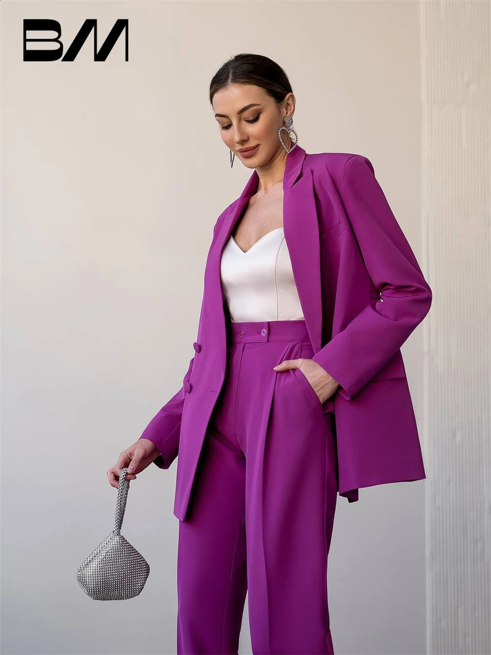 Womens ultrathin fit 2piece set hooded jacket double breasted womens tailcoat used for business wedding parties 240812