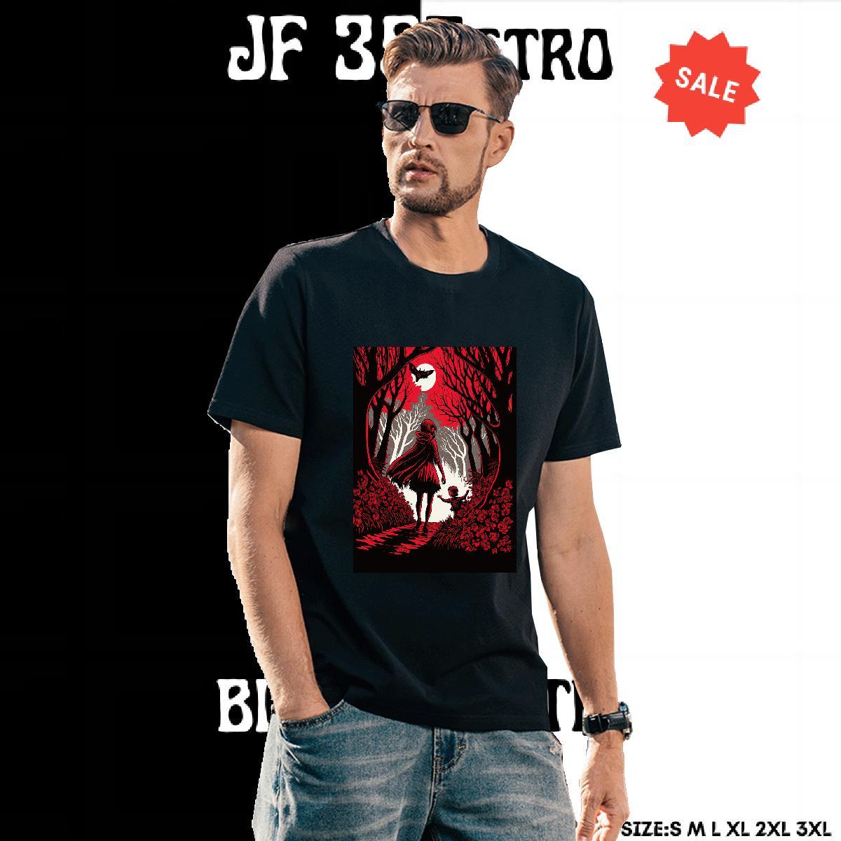 Cool Men T Shirts wolf Breathable Crew Neck Outdoor Asian Size 230g Pure Cotton Tshirts 2024 Wear