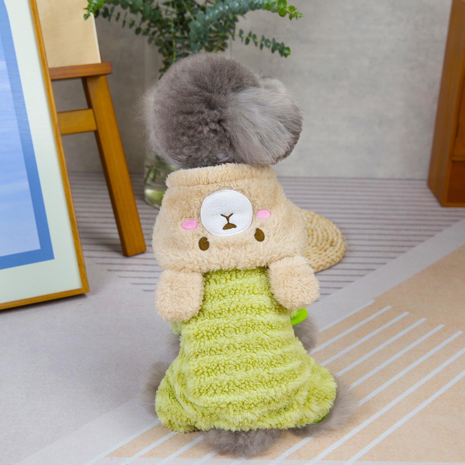 New Pet Clothing Autumn/Winter Cat Sweater New Dog Warm Double-sided Fleece Rainbow Bear Striped Fleece