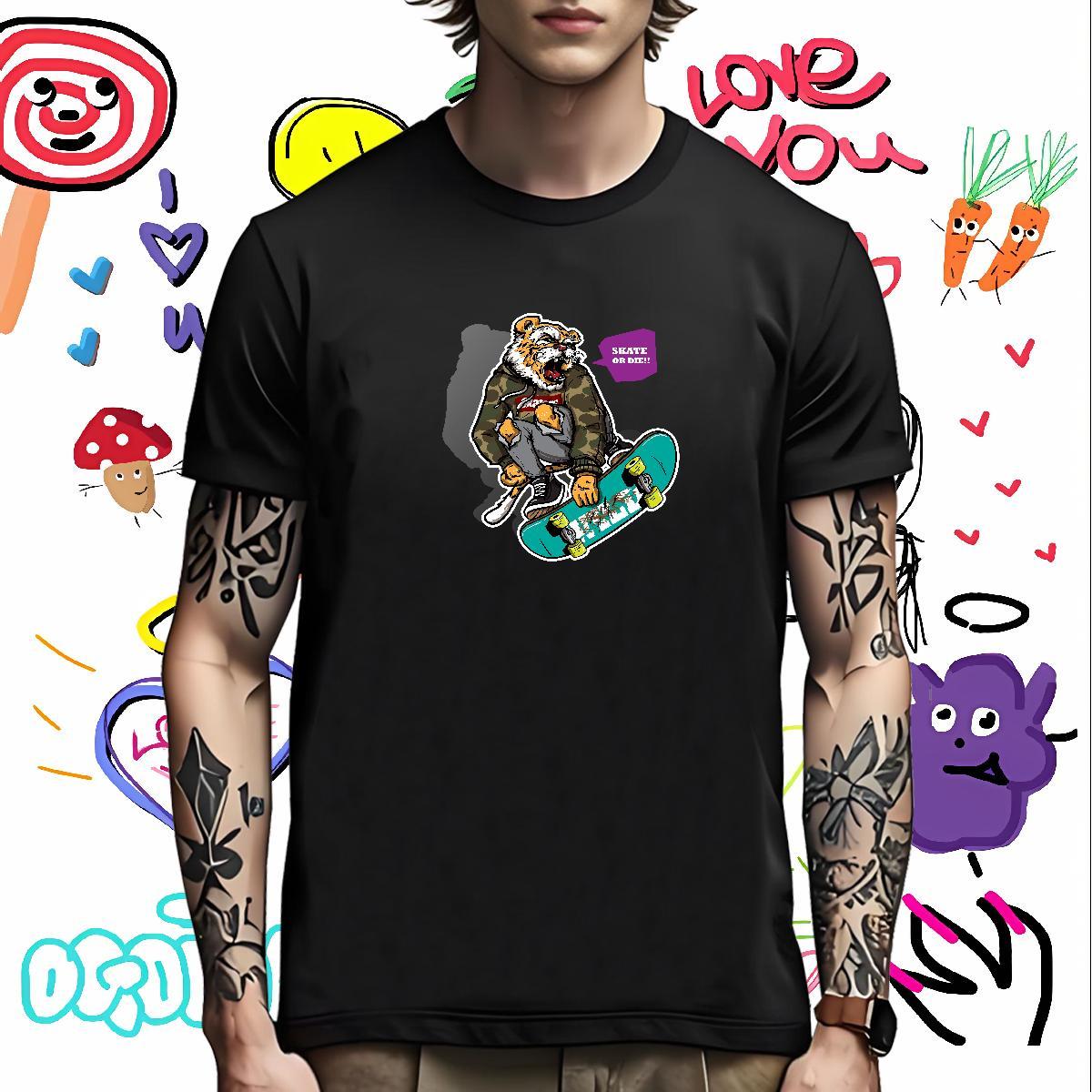 Cool Man T Shirts Short Sleeve Soft Street Anime Print 230g Pure Cotton Men Tees Free Shipping Wear