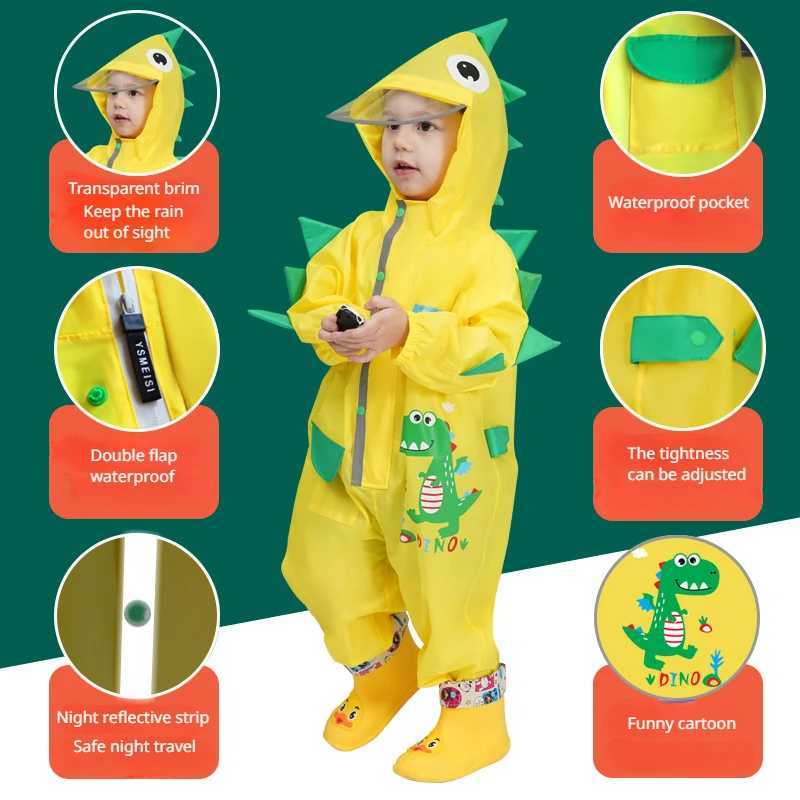 Childrens Raincoat Kindergarten Poncho for Primary School Students Baby Rain Gear Dinosaur Raincoat Kids Rain Coat Rain Poncho Y240810