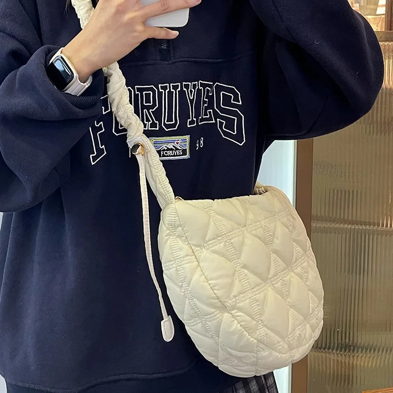 Large Capacity Womens Crossbody Bag Fashion Solid Color Female Quilted Shoulder Bags Sweet Plaid Ladies Purse Handbags Tote 240813