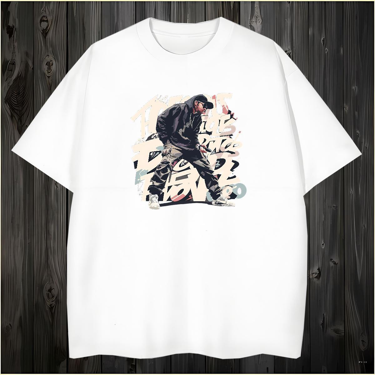 T shirt 100% Cotton 230g person Sports Casual Breathable Crew Neck Anime Print Men Tshirts Casual New Popular Tee Shirt