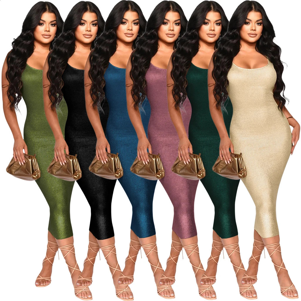 Women Spaghetti Strap Sleeveless Side Spit Bodycon Midi Dress Knee Length Office Lady Sexy Party Dresses Vestido Elegant 240812