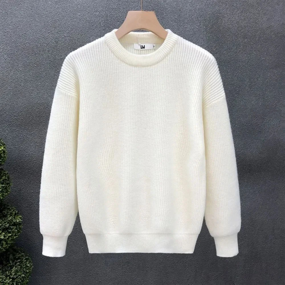 Mens Autumn Solid Color Wool Sweater Ultra Thin Suitable for Street Clothing Knitted Pulleys Korean Fashion 240812