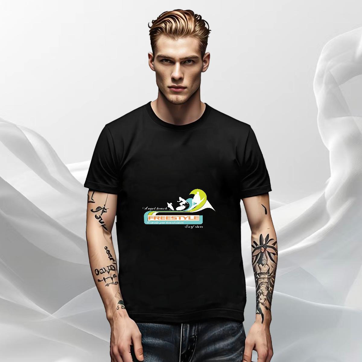 TOP Quality Mens Tshirts Street wear Hip Hop 230g Cotton Black White Short Sleeve O-Neck sea wave Men T Shirts New Designer Wear