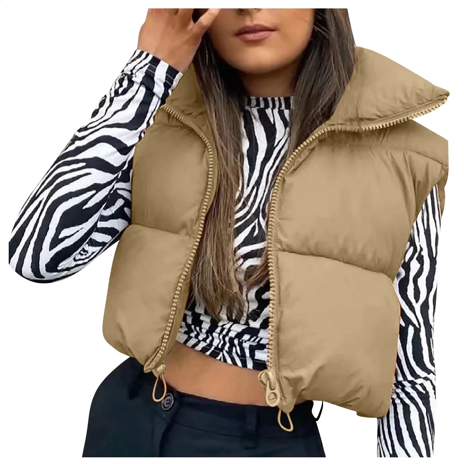 Autumn and Winter Womens Winter Tank Top Sleeveless Bomber Lightweight Stand Collar Zip Solid Quilted Vest 240813