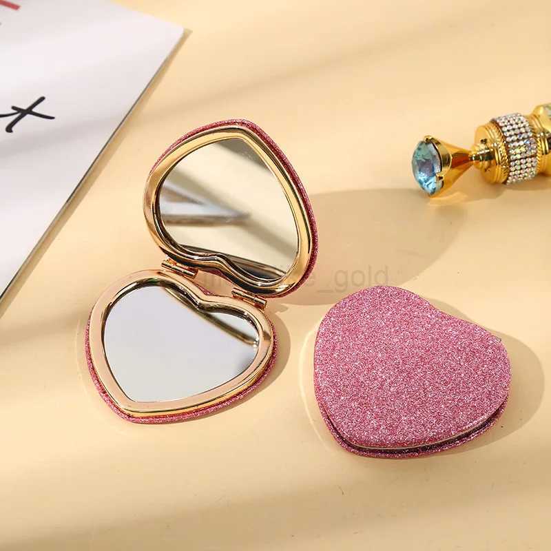 Portable double-sided folding makeup mirror with pericardium compact makeup mirror for women handheld makeup mirror for students W240813