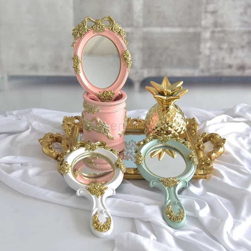 Cute Creative Vintage Hand Mirrors Makeup Vanity Mirror Handheld Cosmetic Mirror with Handle for GiftsXJ240813