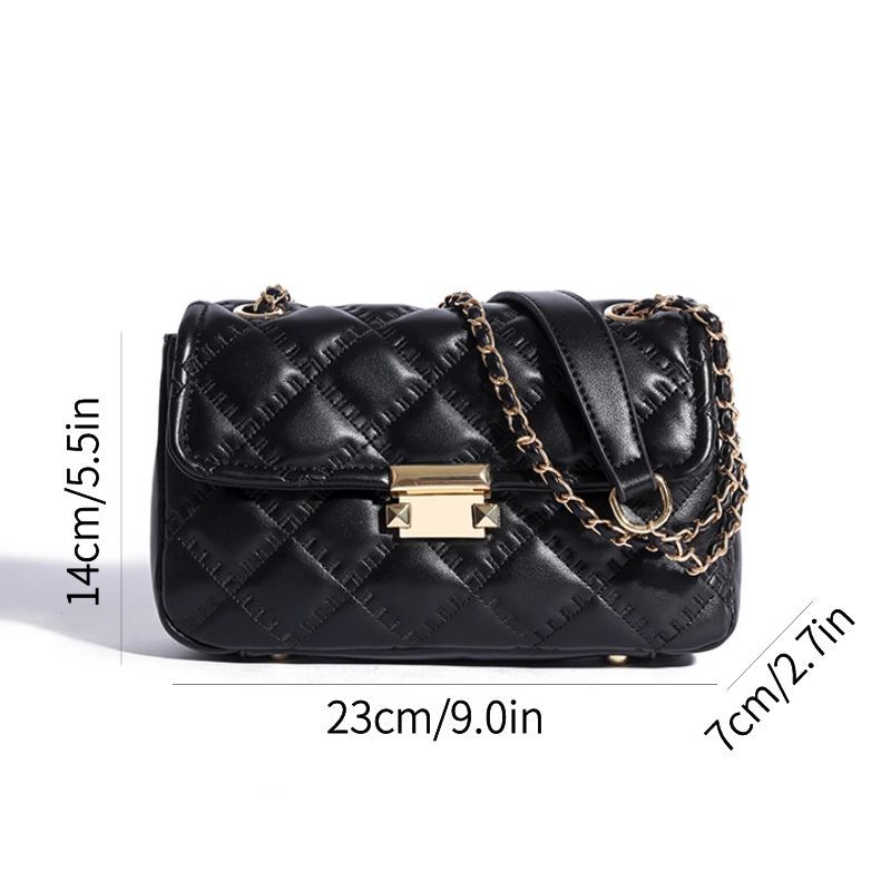 Vintage Shoulder Bag For Woman, Chain Handbag, White Crossbody Underarm Bags, Black