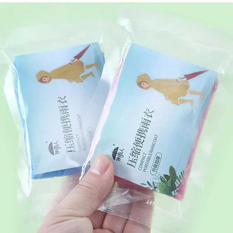 Portable Raincoat Vacuum Packaging Outdoor Rainwear Waterproof Disposable Hiking Hooded Ponchos Rain Cover Camping Accessories Y240810