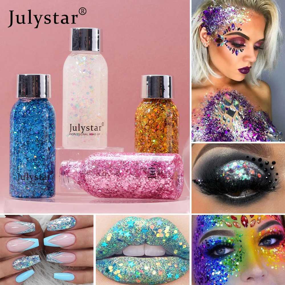 Julystar Glitter eye shadow Liquid Facial Body Sequins gel Liquid eye shadow Stage Makeup 10 Colors W240812