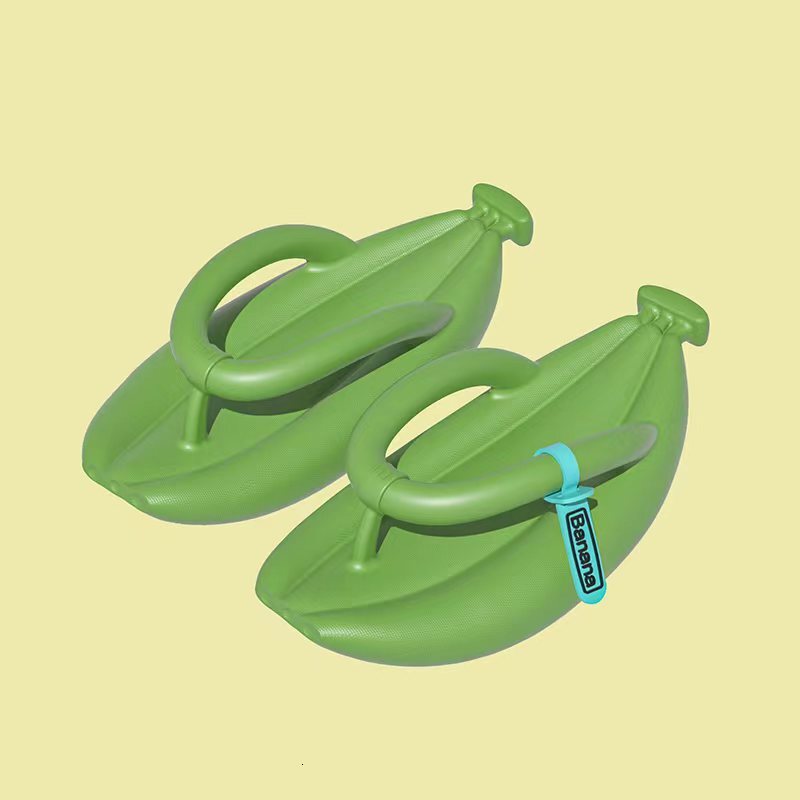 2023 Spring New Personalized Banana for Couples Indoor and Outdoor Beach Solid Color Flip flops Thick Bottom Slippers