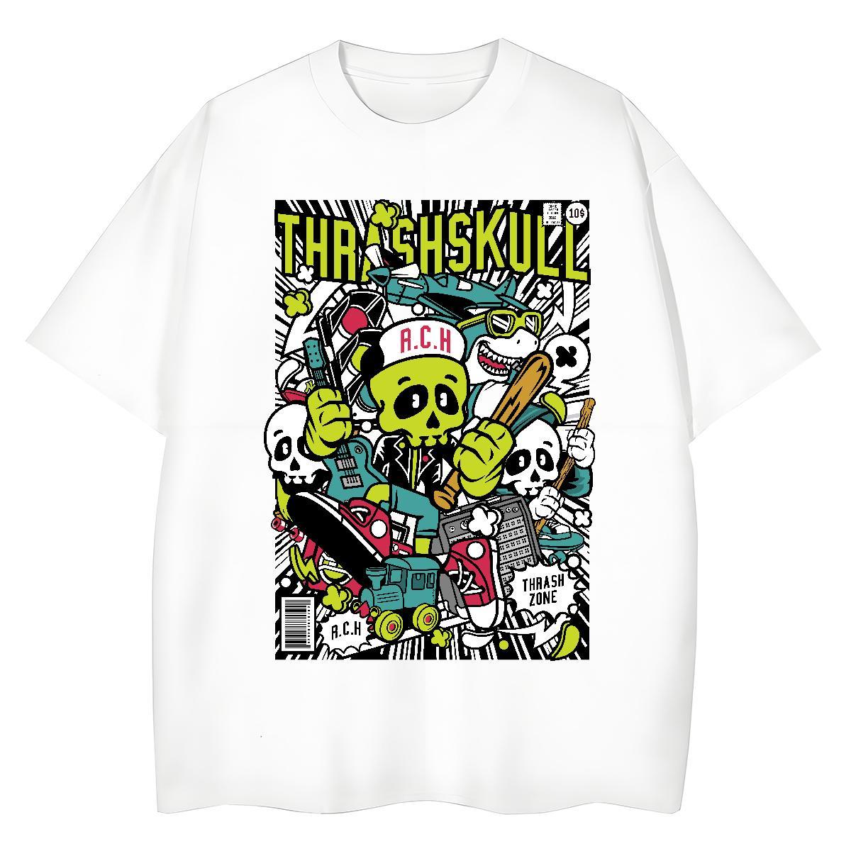 Loose Fit Men Clothes T-Shirt Casual 230g Cotton Custom Cartoon Short Sleeve Soft ET Mens T Shirts Brand Tops Shirt