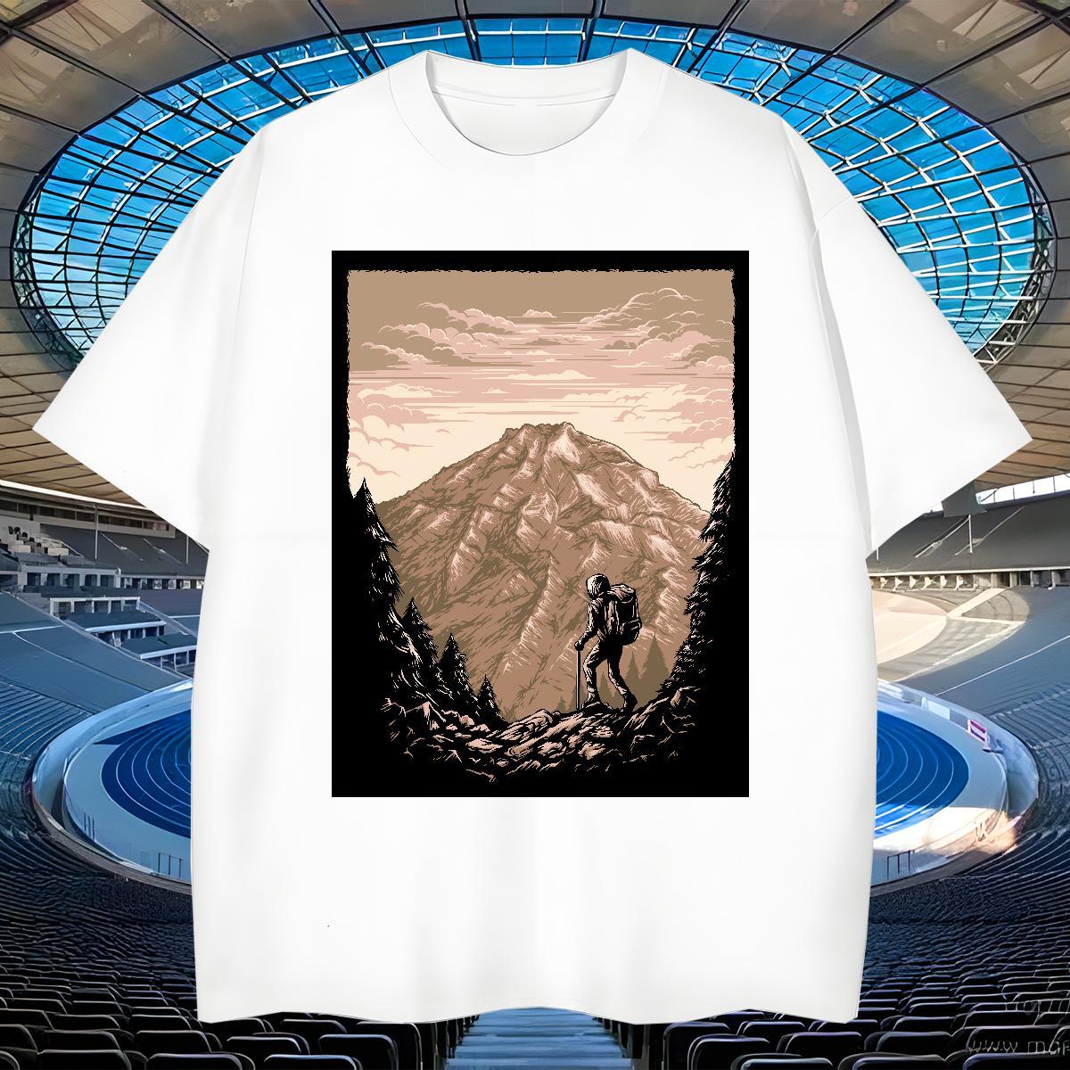 Cool Design Couples T Shirts Street 230g 100% Cotton White Plus Size Short Sleeve O-Neck mountains Mens T Shirts Fashion New Tops Tees