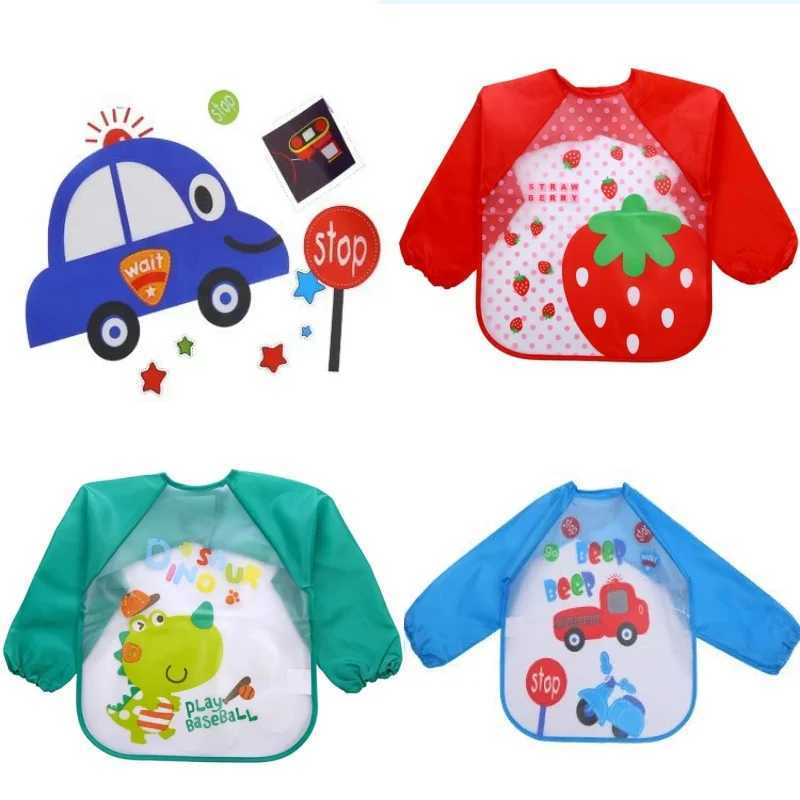 Bibs Burp Cloths 1Pcs Cartoon Animal EVA Waterproof Baby Apron for Infant Long Sleeve Children Feeding Scarf Apron Smock Bandana Bibs Burp ClothL4812