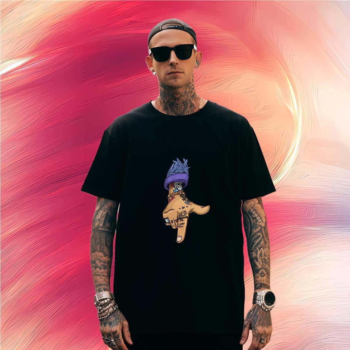 Comfortable hands T-Shirts for Men Street wear Hip Hop Men Tshirts 230g Cotton Fashion Designer Short Sleeve Soft Anime Print Polos