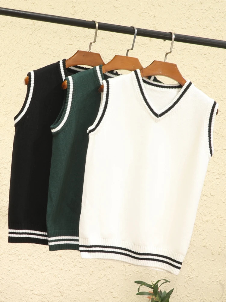 Tops Preppy Style Womens Vest Cropped Sweater Sweaters Clothing Blouse Pullover Warm Korean Padded Woman Female Sleeveless 240812