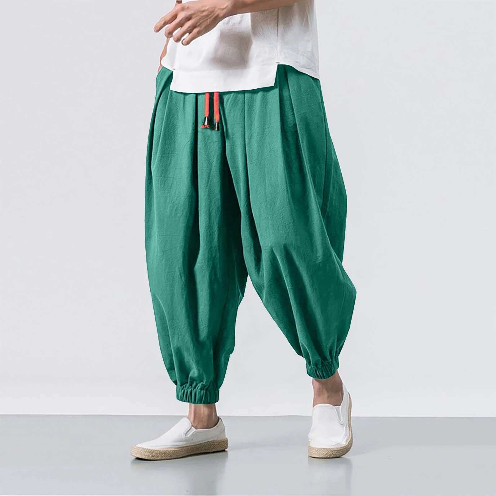 Solid Color Harem Baggy Man Pants Loose Bottoms Casual Joggers Sportswear Lantern Pants MenS Elasticated Trousers PantalonesXJ240813