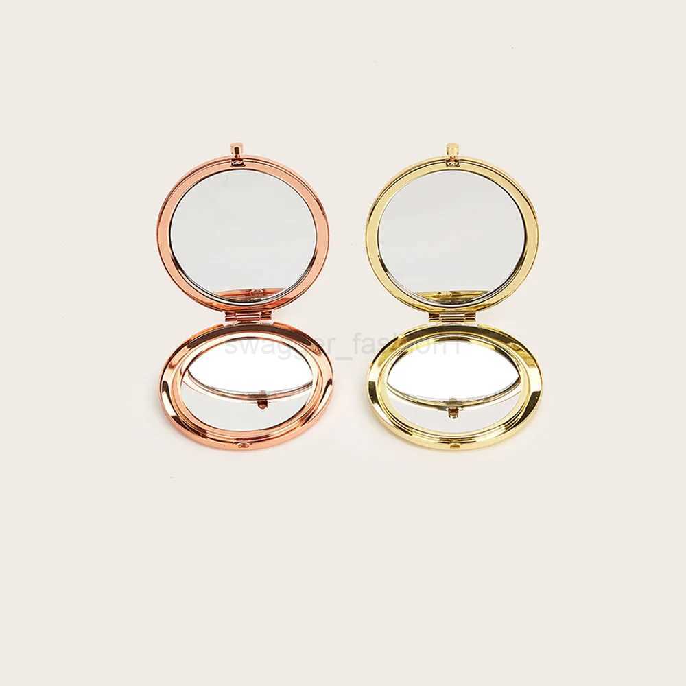 Round Double Side Metal Pocket Mirror Makeup Folding Mirror Hand Held Make Up Mini Mirror Cosmetic Gifts Purse For TravelXJ240813