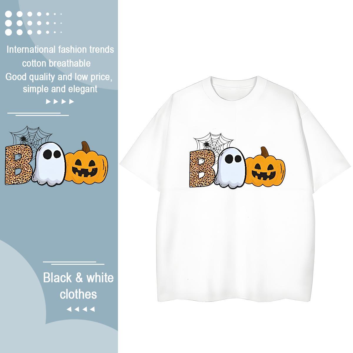 Cool Mens T Shirts halloween Breathable Short Sleeve Beach Cartoon Printing L-4XL 230g Pure Cotton Men Tshirts DIY Tees Shirts