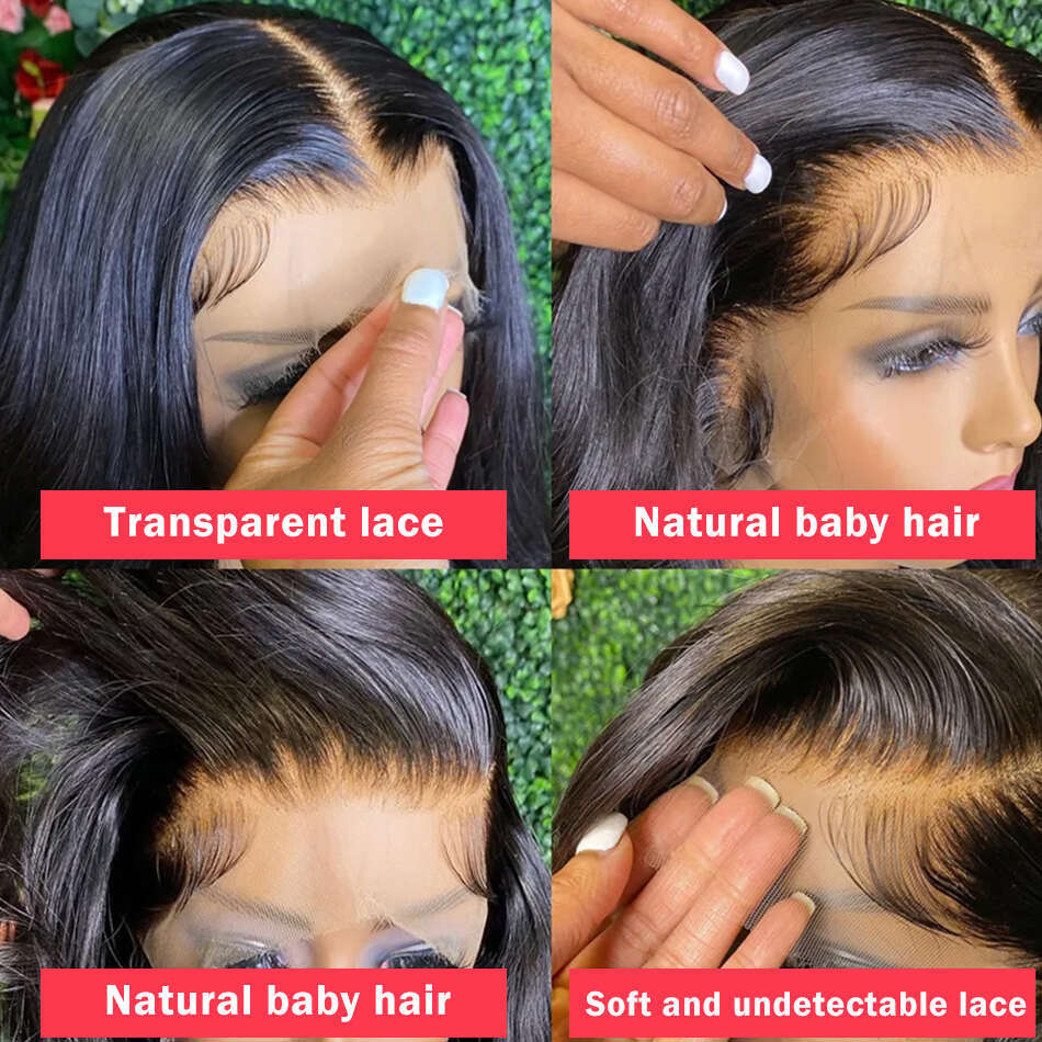 250 Density Transparent 13X6 Body Wave Frontal Wigs Human Hair 28 30 32 Inch 13X4 Lace Front Wig Brazilian Natural Black