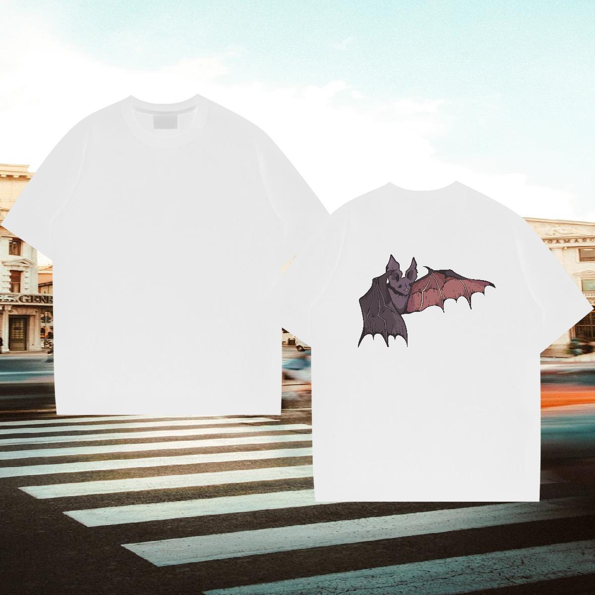 Comfortable T-Shirts for Men bat Round Neck Short Sleeve Casual DIY 100% Cotton 230g Men Clothes T-Shirt Wholesale Wear