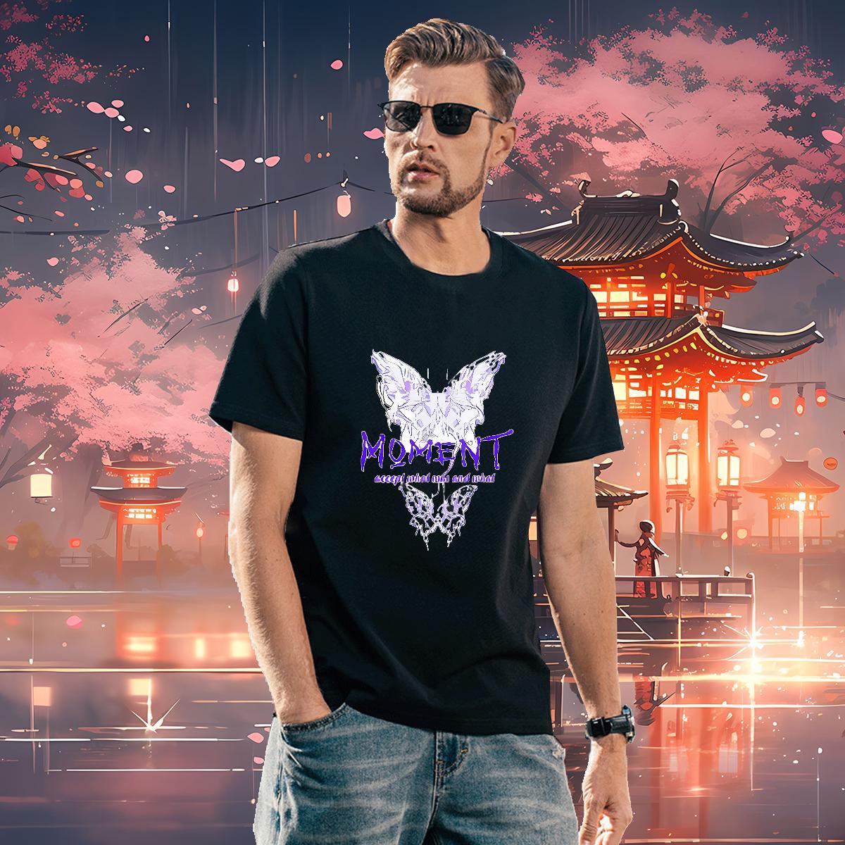 Loose T shirt Butterfly Breathable Soft Spring Summer Anime Print 230g Pure Cotton Couples T Shirts Fashion Designer Top Tees